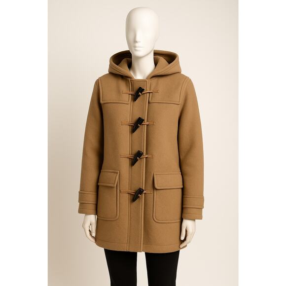 Burberry London Duffle Coat XS Camel Wool Toggle Hooded Made in England Vtg - Picture 1 of 16